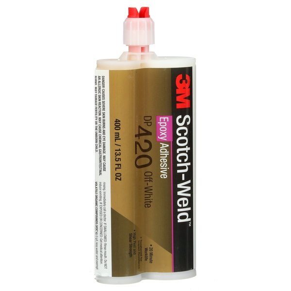 Epoxy Adhesive, DP420 Series, Off-White, 2:01 Mix Ratio, 2 hr Functional Cure, Dual-Cartridge