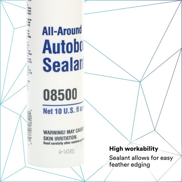 Autobody Sealant, 10.3 oz, Cartridge, White, Synthetic-Elastomer Base, 12 PK