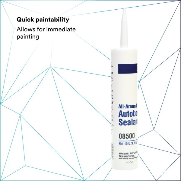 Autobody Sealant, 10.3 oz, Cartridge, White, Synthetic-Elastomer Base, 12 PK