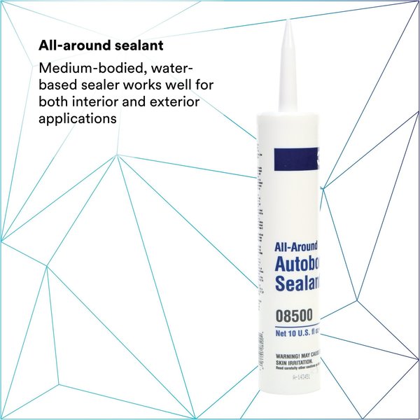 Autobody Sealant, 10.3 oz, Cartridge, White, Synthetic-Elastomer Base, 12 PK