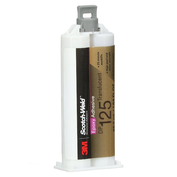 Epoxy Adhesive, DP125 Series, Clear, 1:01 Mix Ratio, 150 min Functional Cure, Dual-Cartridge