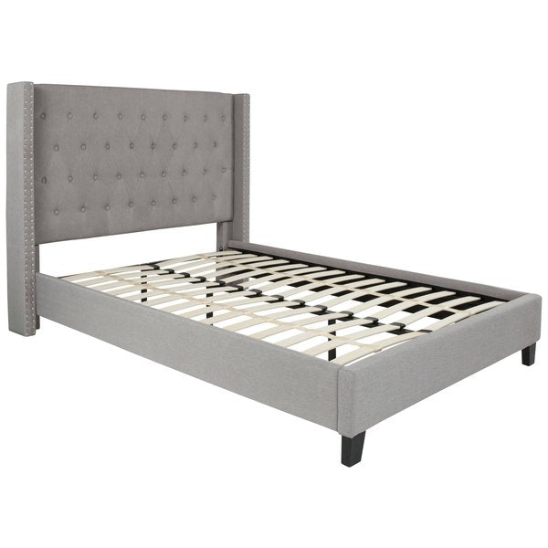 Platform Bed, Riverdale, Full, Light Gray