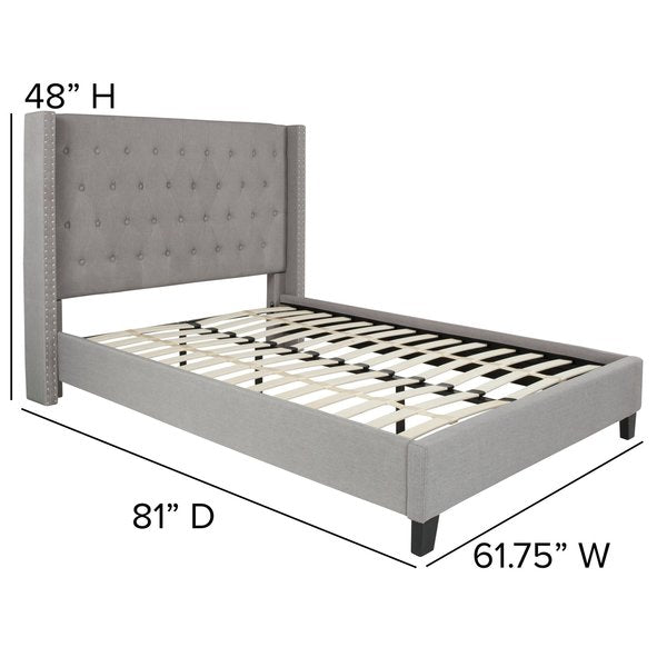 Platform Bed, Riverdale, Full, Light Gray