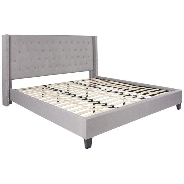 Platform Bed, Riverdale, King, Light Gray