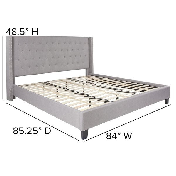 Platform Bed, Riverdale, King, Light Gray
