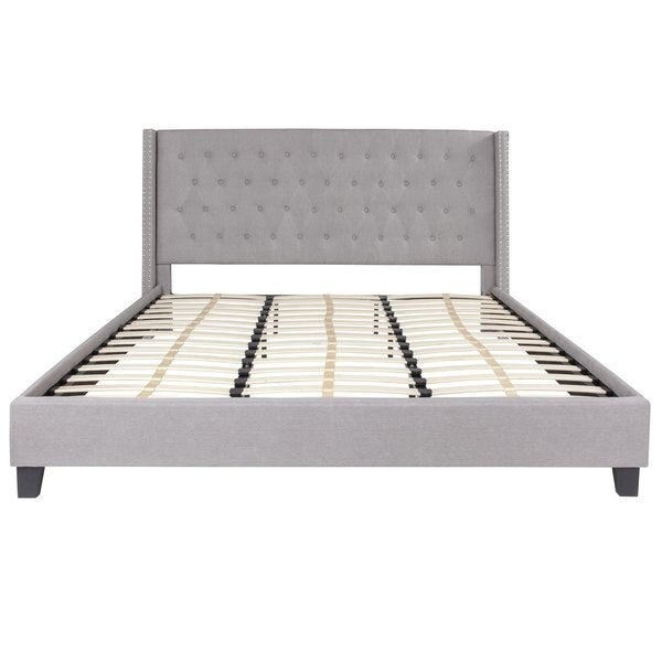 Platform Bed, Riverdale, King, Light Gray