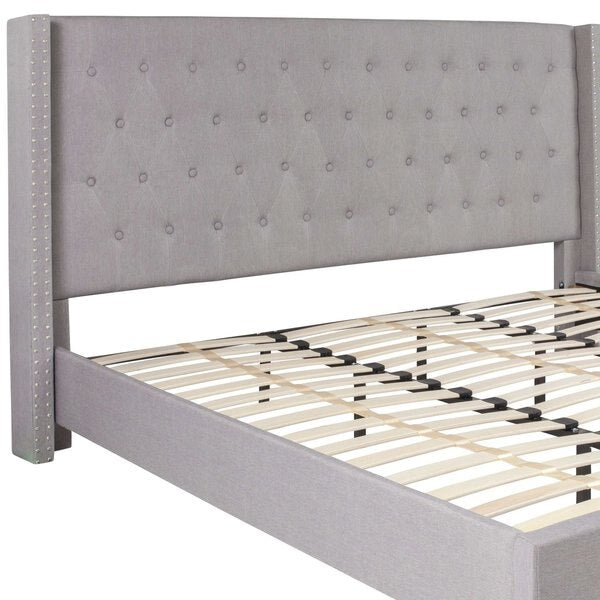 Platform Bed, Riverdale, King, Light Gray