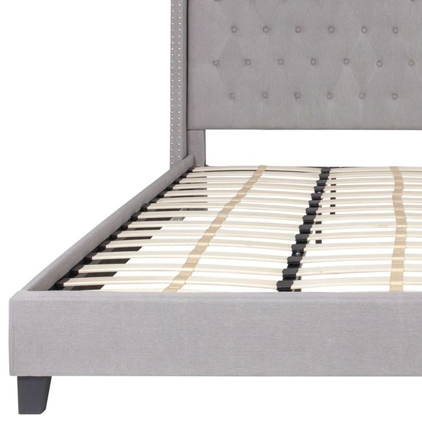 Platform Bed, Riverdale, King, Light Gray
