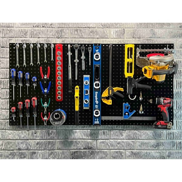 (4) 24 In. W x 48 In. H x 1/4 In. D Black Heavy-Duty High Density Fiberboard Pegboards