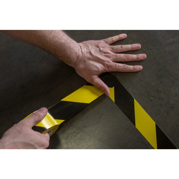 Floor Marking Tape, Black/Yellow, PK24