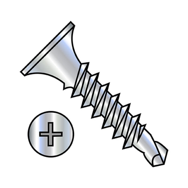 Drywall Screw, #8 x 2-1/4 in, Steel, Flat Head Phillips Drive, 2000 PK