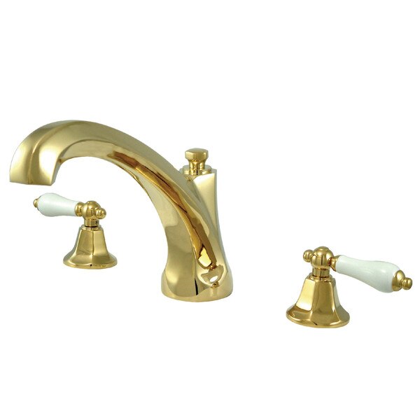 Roman Tub Faucet, Polished Brass, Deck Mount