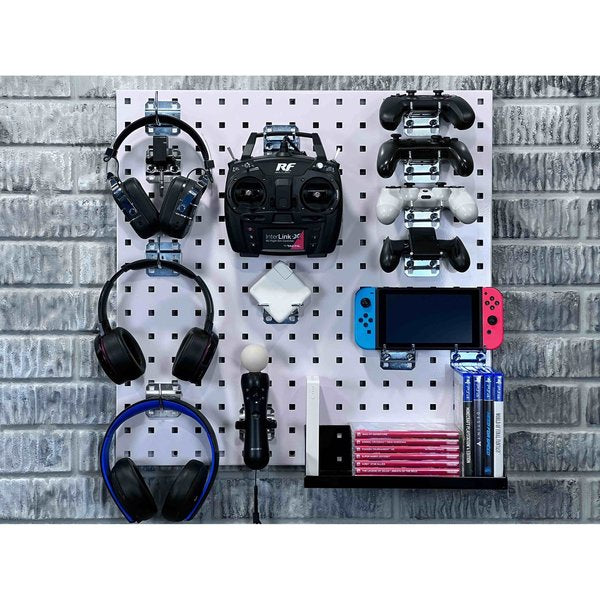 (2) 24 In. W x 24 In. H White Epoxy 18-Gauge Steel Square Hole Pegboards 46 pc. LocHook Assortment