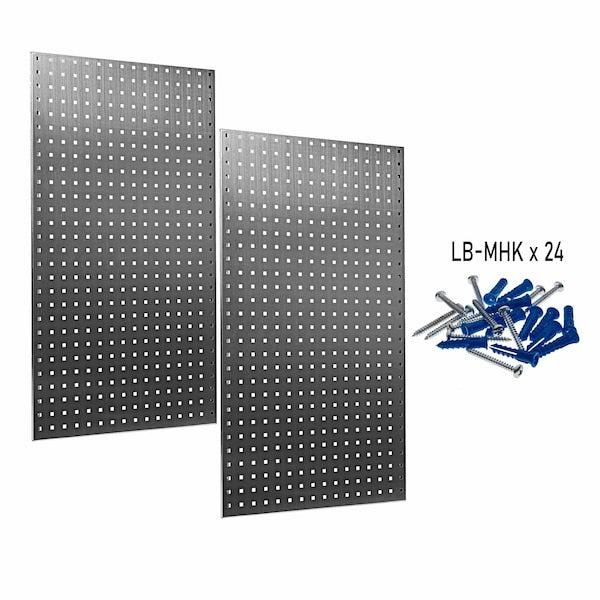 (2) 24 In. W x 42-1/2 In. H Stainless Steel 18-Gauge Square Hole Pegboards Mounting Hardware