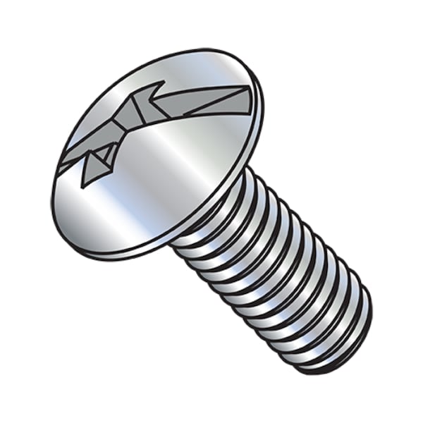 #10-24 x 1 in Combination Phillips/Slotted Truss Machine Screw, Zinc Plated Steel, 4000 PK