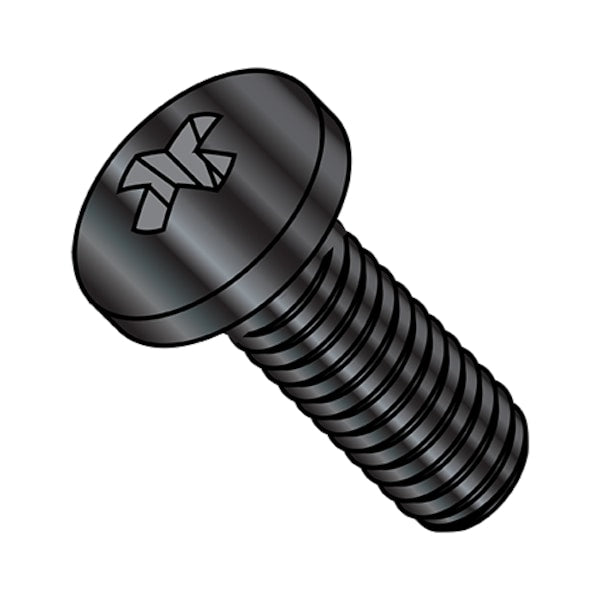 #10-24 x 1 in Phillips Pan Machine Screw, Black Oxide Stainless Steel, 2000 PK