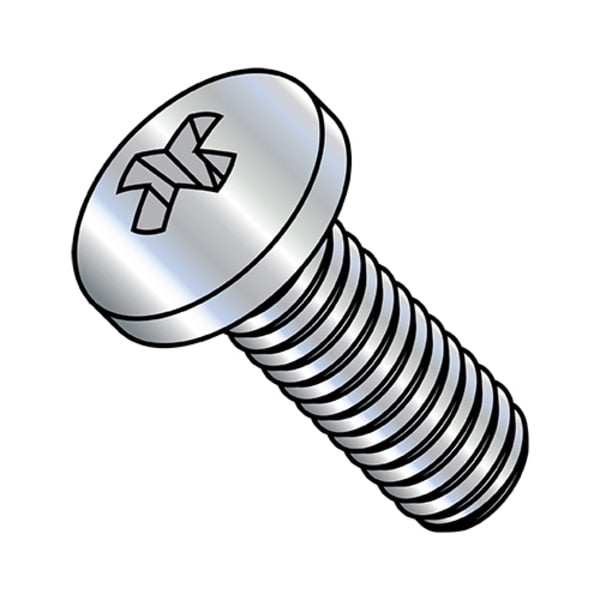 #10-24 x 1 in Phillips Pan Machine Screw, Zinc Plated Steel, 5000 PK