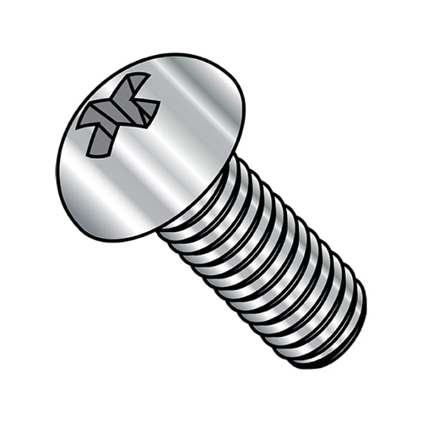 #10-24 x 1 in Phillips Round Machine Screw, Plain Stainless Steel, 2000 PK