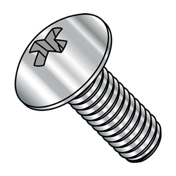 #10-24 x 1 in Phillips Truss Machine Screw, Plain Steel, 2000 PK