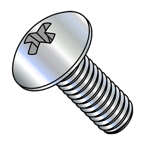 #10-24 x 1 in Phillips Truss Machine Screw, Zinc Plated Steel, 5000 PK