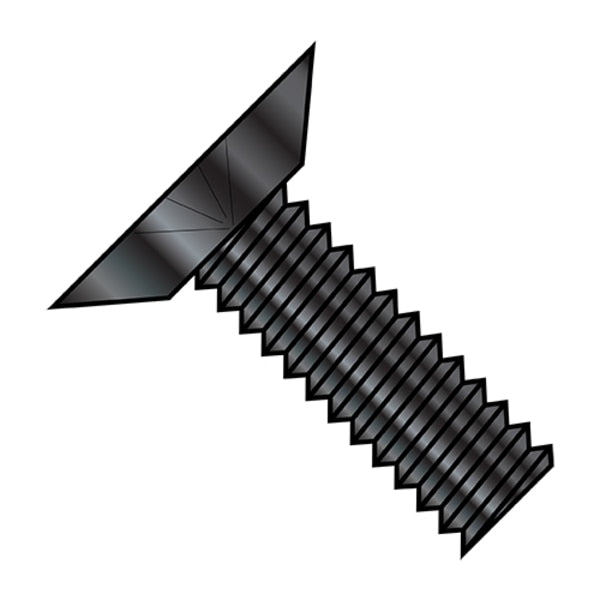 #10-24 x 5/16 in Phillips Flat Machine Screw, Black Oxide Steel, 10000 PK