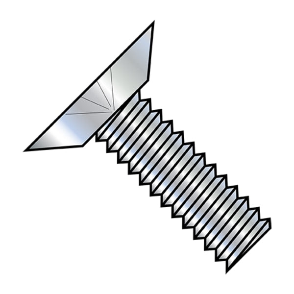 #10-24 x 5/16 in Phillips Flat Machine Screw, Zinc Plated Steel, 10000 PK