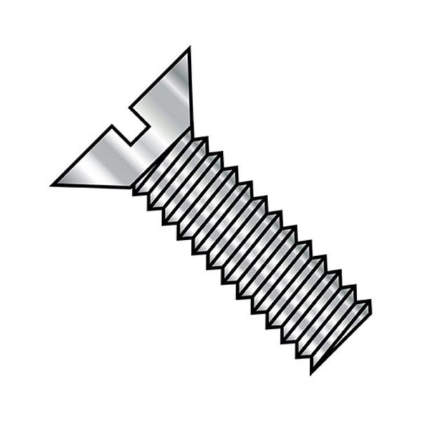 #2-56 x 7/32 in Slotted Flat Machine Screw, Plain Steel, 5000 PK