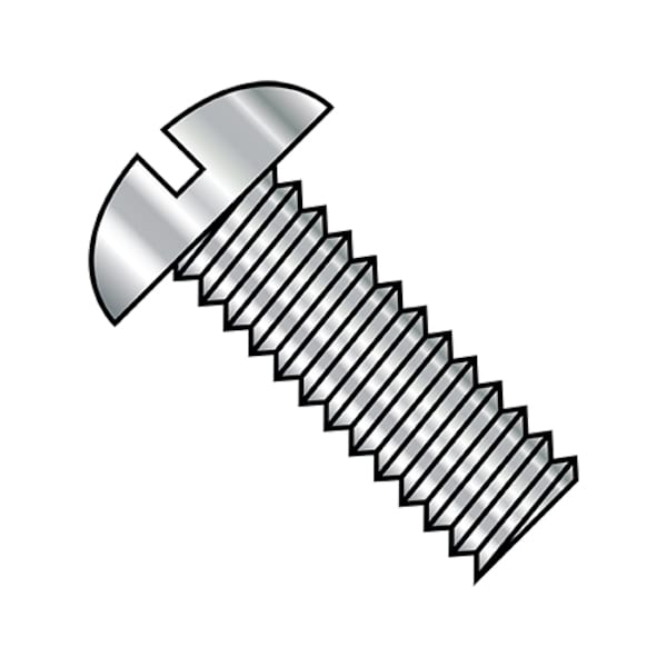 #6-32 x 1/2 in Slotted Round Machine Screw, Plain Steel, 5000 PK