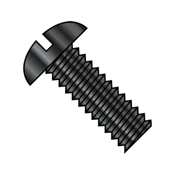 #6-32 x 3/8 in Slotted Round Machine Screw, Black Oxide Steel, 10000 PK