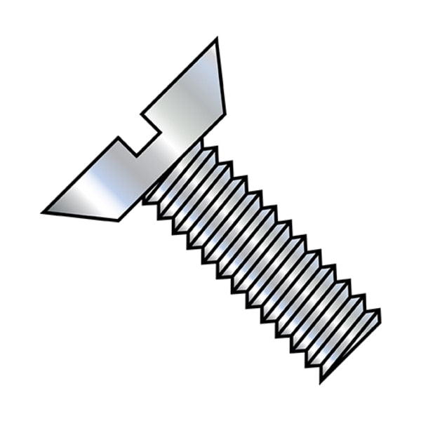 #10-24 x 5/16 in Slotted Flat Machine Screw, Zinc Plated Steel, 10000 PK