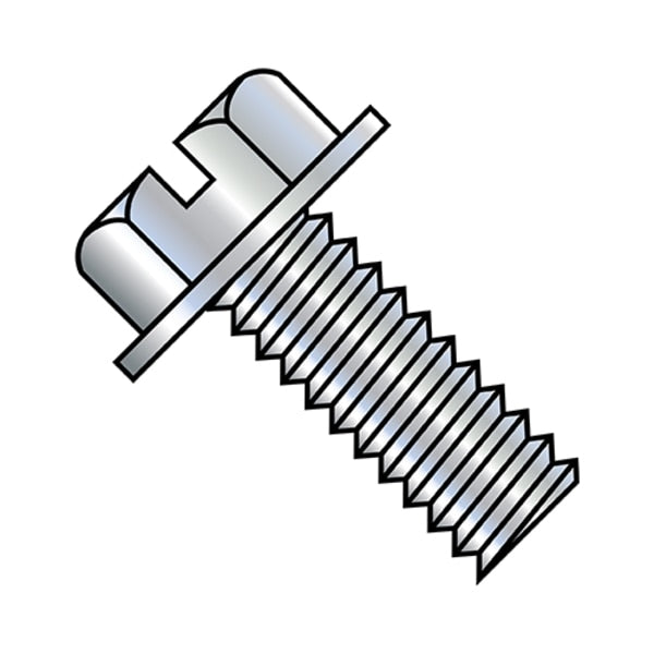 #10-24 x 5/16 in Slotted Hex Machine Screw, Zinc Plated Steel, 8000 PK