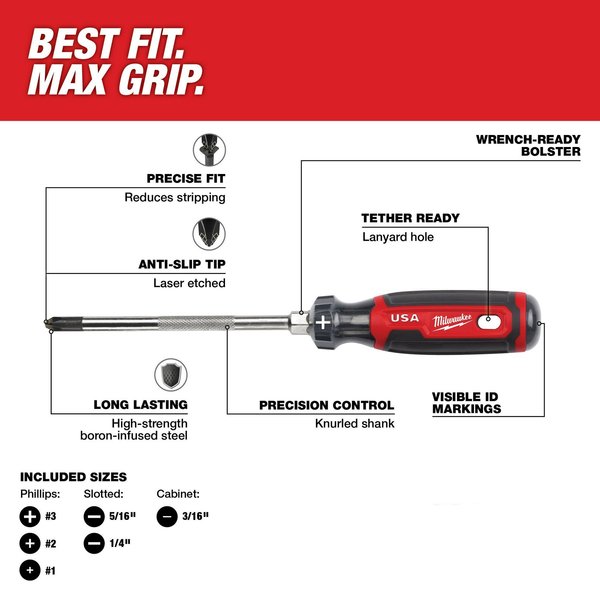 6 pc. Cushion Grip Screwdriver Kit ( Made in USA)