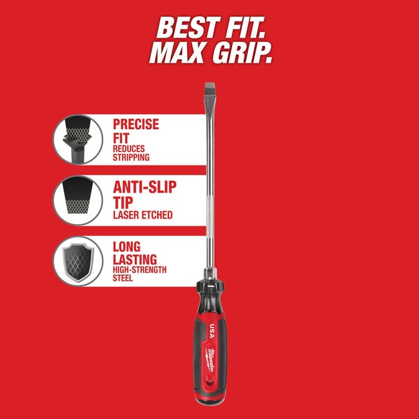 3/8 in. x 8 in. Slotted Cushion Grip Screwdriver (Made in USA)