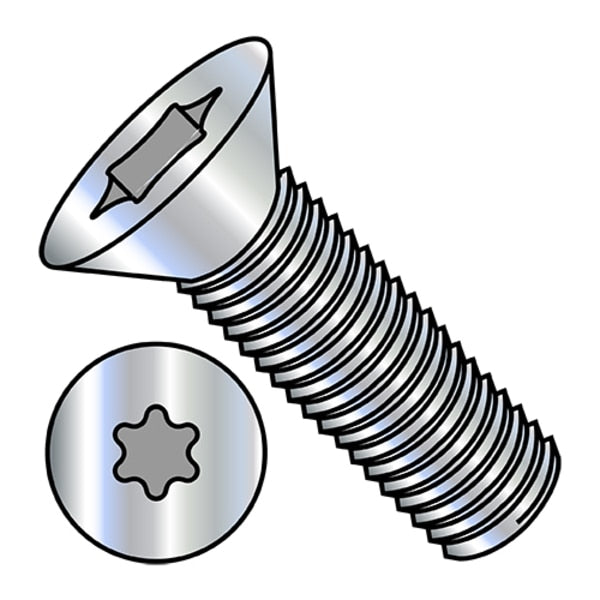 #10-32 x 5/8 in Torx Flat Machine Screw, Zinc Plated Steel, 8000 PK