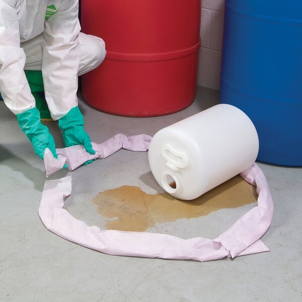 Sorbents, 1.5 gal. Acids Absorbed, Pink, Polypropylene, 4 PK