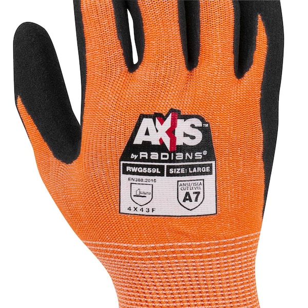 Cut Resistant Coated Gloves, A6 Cut Level, Nitrile, L, 1 PR