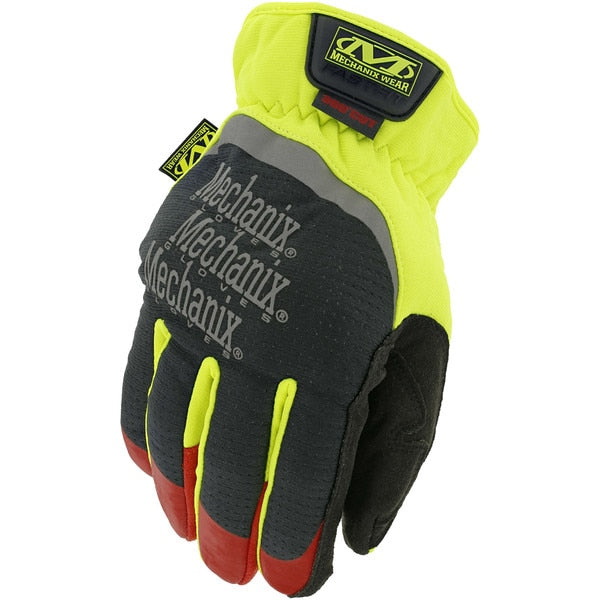 Hi-Vis Cut Resistant Gloves, A4 Cut Level, Uncoated, 2XL, 1 PR