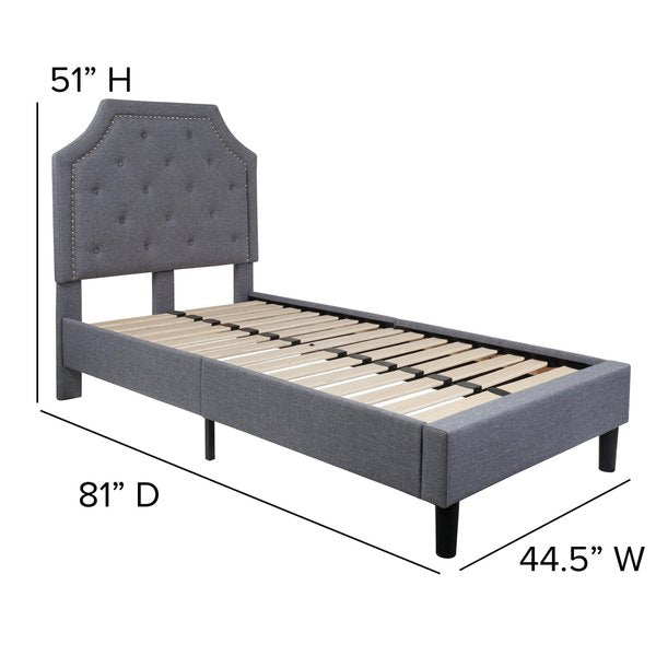 Brighton Twin Platform Bed, Light Gray