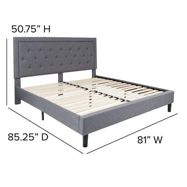 Roxbury King Platform Bed, Light Gray