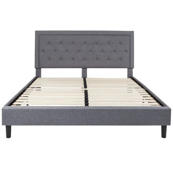 Roxbury King Platform Bed, Light Gray