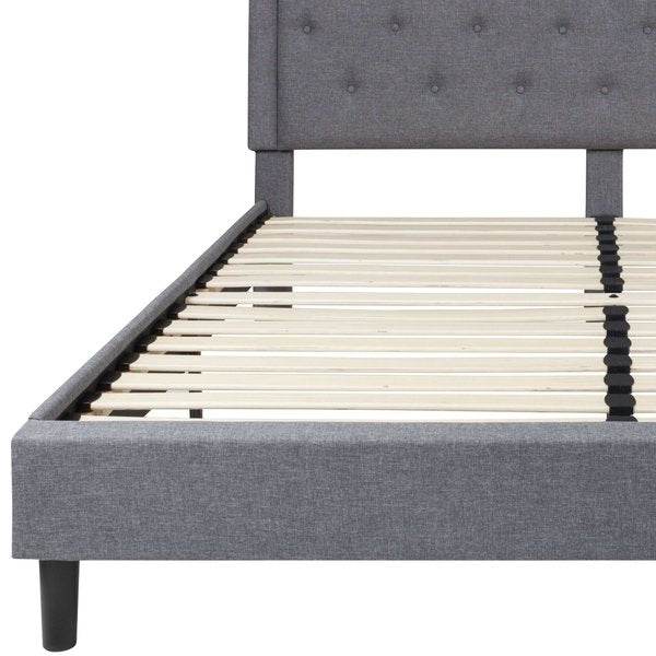 Roxbury King Platform Bed, Light Gray