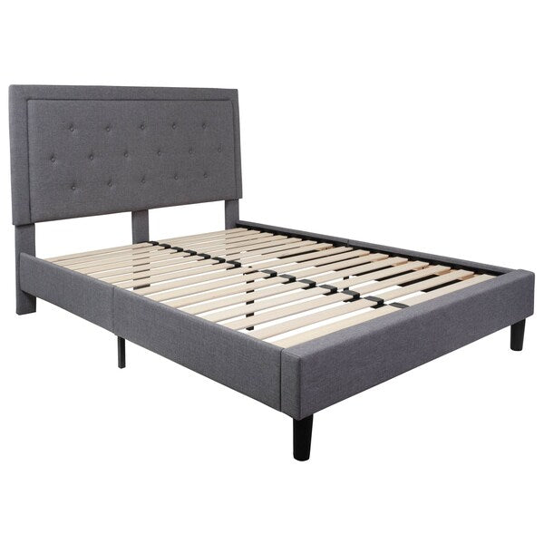 Roxbury Queen Platform Bed, Light Gray