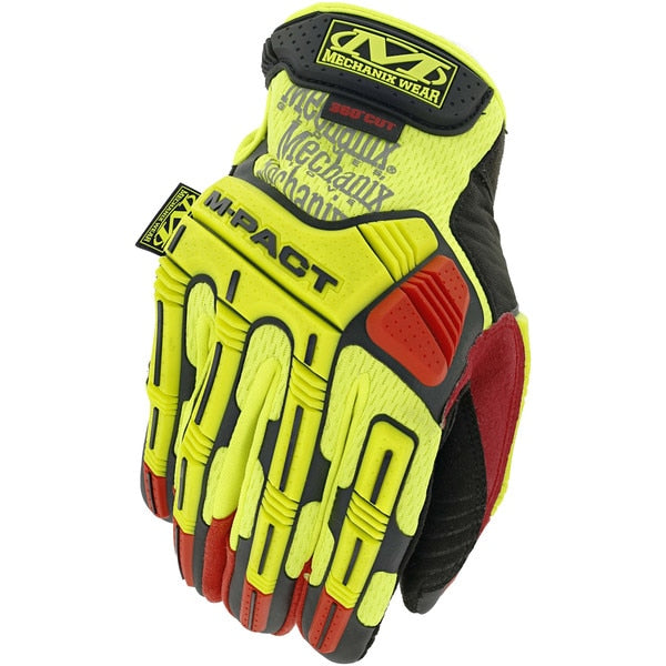 Hi-Vis Cut Resistant Impact Gloves, A4 Cut Level, Uncoated, S, 1 PR
