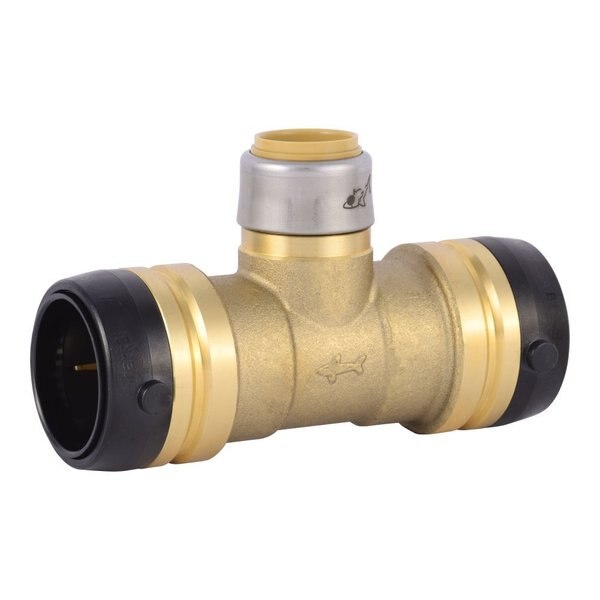 DZR Brass Reducing Tee, 1-1/4 in Tube Size