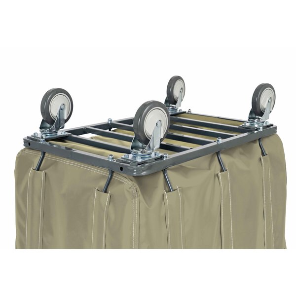 Vinyl Basket Truck with Air Cushion Bumper and Steel Base, 12 Bushel, Beige