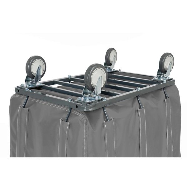 Vinyl Basket Truck with Air Cushion Bumper and Steel Base, 18 Bushel, Gray