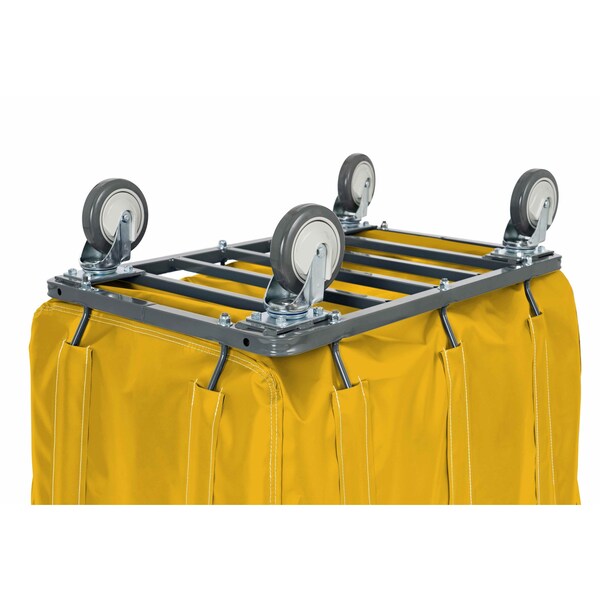 Antimicrobial Vinyl Basket Truck with Steel Base, 20 Bushel, Yellow