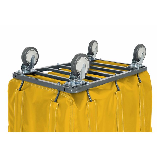 Vinyl Basket Truck with Air Cushion Bumper and Steel Base, 20 Bushel, Yellow