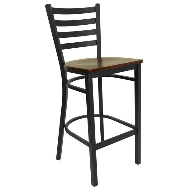 Restaurant Stool, Ladder Back, Mah Seat, Seat Height Range: 29