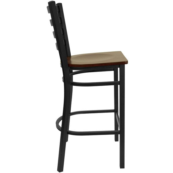 Restaurant Stool, Ladder Back, Mah Seat, Seat Height Range: 29